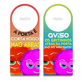 Aviso De Porta Fofuras Da Maçaneta (ST190) - A Porta é Corta... - lojasacaso.com.br