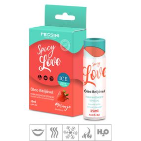 *Gel Beijável Spicy Love Ice 15ml (ST491) - Morango - lojasacaso.com.br