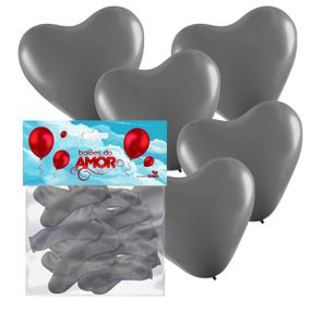 Balões do Amor Formato Coração 10un (ST836) - Cromado - lojasacaso.com.br