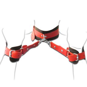Coleira Com Algemas Harness 50 Tons (T015) - Preto C/ Vermel... - lojasacaso.com.br Lingerie Sensual e Sex Shop