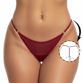 Calcinha de tule com strass de coelho- (Y5062) - Vermelho - lojasacaso.com.br Lingerie Sensual e Sex Shop