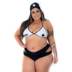 Fantasia Mini Xerife Plus Size (PS2123) - Preto - lojasacaso.com.br