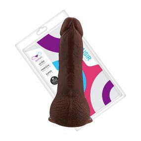 Prótese 11x12cm Com Ventosa e Escroto (SSV023) - Marrom - lojasacaso.com.br Lingerie Sensual e Sex Shop