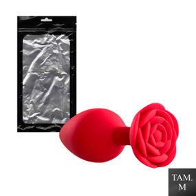 Plug Silicone M Base Formato de Rosa SI (7909) - Vermelho - Loja Seduzir - Sex Shop e Lingerie Sensual em BH