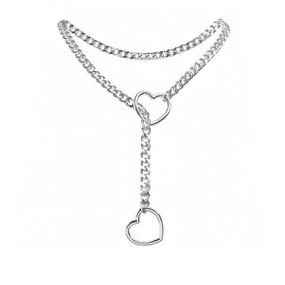 Coleira de Corrente com 2 Corações SI (9734) - Cromado - lojaSeduzir.com.br Sex Shop e Lingerie Sensual em BH