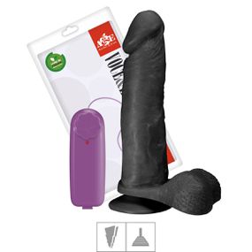 Prótese 18x14cm Com Vibro Ventosa e Escroto (ADAO38) - Pret... - Loja Seduzir - Sex Shop e Lingerie Sensual em BH