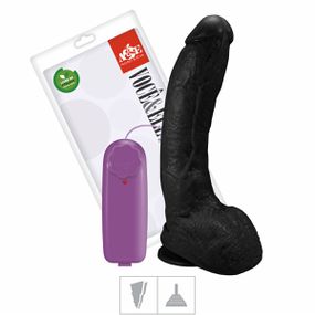 Prótese 19x15cm Com Vibro Ventosa e Escroto (ADAO40) - Preto - Loja Seduzir - Sex Shop e Lingerie Sensual em BH