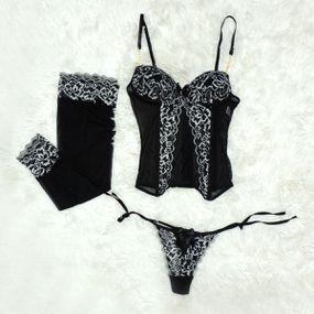 *Espartilho Com Strass Bordados Variados (CF005) - Preto - Loja Seduzir - Sex Shop e Lingerie Sensual em BH