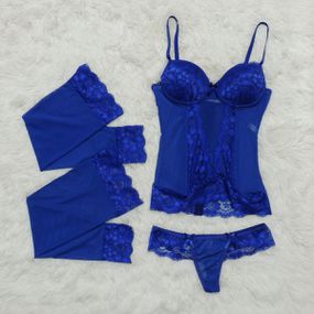 *Espartilho Babado (CF023) - Azul - Loja Seduzir - Sex Shop e Lingerie Sensual em BH