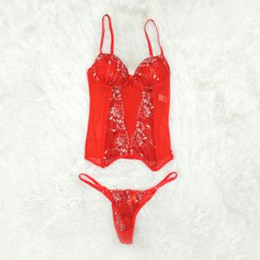 *Espartilho Bordados Variados (CF507) - Vermelho - Loja Seduzir - Sex Shop e Lingerie Sensual em BH