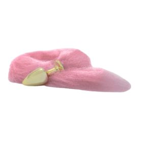 Plug de Metal Dourado Com Cauda Hard (HA116D) - Rosa - lojaSeduzir.com.br Sex Shop e Lingerie Sensual em BH