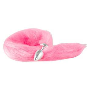 Plug de Plástico P Less Cromado Com Cauda (HA168C) - Rosa - lojaSeduzir.com.br Sex Shop e Lingerie Sensual em BH