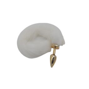Plug Less M Dourado Com Cauda (HA169D) - Branco - Loja Seduzir - Sex Shop e Lingerie Sensual em BH