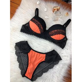 *Conjunto Neon Luxo (OD008) - Laranja - Loja Seduzir - Sex Shop e Lingerie Sensual em BH