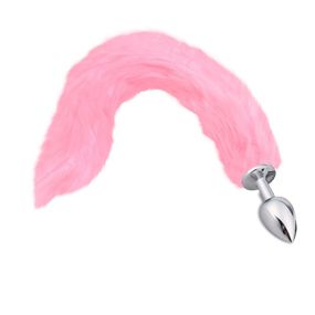 *Plug Metálico Com Cauda SI (ST551) - Rosa - lojaSeduzir.com.br Sex Shop e Lingerie Sensual em BH