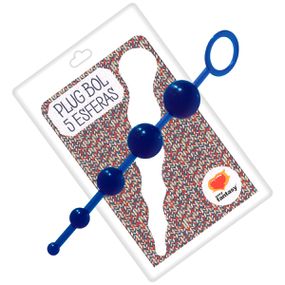 Plug Bol Com 5 Esferas 15cm SF (EL004-ST630) - Azul - Loja Seduzir - Sex Shop e Lingerie Sensual em BH