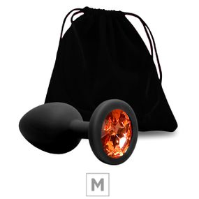 *Plug De Silicone M Preto (SX274) - Pedra Laranja - lojaSeduzir.com.br Sex Shop e Lingerie Sensual em BH