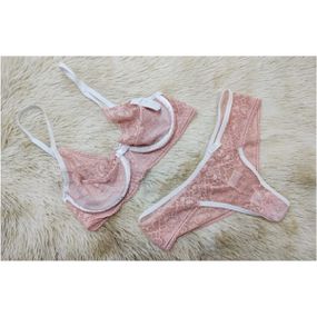 Conjunto Liz (DR4513) - Rosa c/ Branco - Loja Seduzir - Sex Shop e Lingerie Sensual em BH