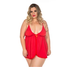 *Camisola Dantele Aberta Plus Size (PS2058) - Vermelho - Loja Seduzir - Sex Shop e Lingerie Sensual em BH