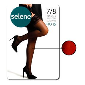 Meia 7/8 Com Renda e Silicone Selene (ST253) - Vermelho - Loja Seduzir - Sex Shop e Lingerie Sensual em BH