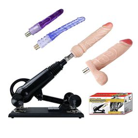 Máquina do Sexo com 2 Plugs e 2 Próteses (6528) - Vermelho - Pura audácia Sex Shop discreta em BH