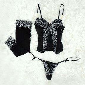 *Espartilho Com Strass Bordados Variados (CF005) - Preto - Pura audácia Sex Shop discreta em BH