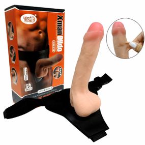 Cinta Com Prótese 20cm Articulada Xman VP (CT027) - Bege - Pura audácia Sex Shop discreta em BH