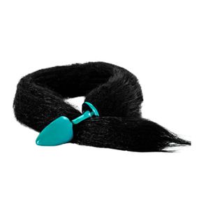 Plug de Metal Azul Com Cauda Hard (HA116A) - Preto - Pura audácia - Sex Shop online discreta em BH