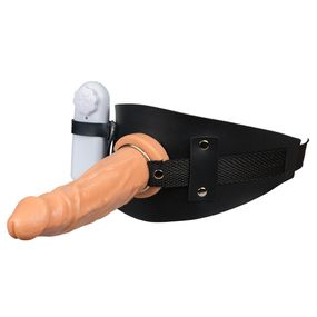 Cinta Para Coxa Com Prótese e Vibro 16x13cm (L239) - Bege - Pura audácia - Sex Shop online discreta em BH