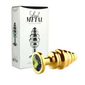 *Plug Metálico Escalonado Com Pedra Hive (LM026) - Dourado - Pura audácia - Sex Shop online discreta em BH