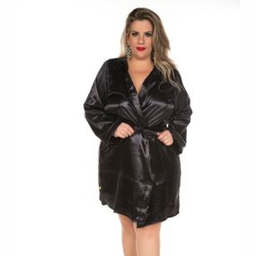 *Robe Cetim Manga Longa Plus Size (PS2080) - Preto - Pura audácia Sex Shop discreta em BH