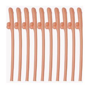 Canudo Formato De Pênis Dicky Com 10un SI - (FR8668) - Bege - Pura audácia Sex Shop discreta em BH