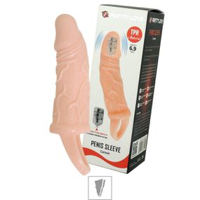 Capa Peniana Com Vibro e Anel Escrotal 14cm SI (1111) - Bege - Revender Sex Shop- Sex Shop discreta em BH
