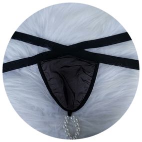 *Cueca Fio Dental Com Pérola 50 Tons (17357) - Preto - Revender Sex Shop com menor preço de BH