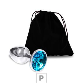 Plug de Metal P Cromado Com Strass 6cm SI (5845) - Pedra Azu... - Revender Sex Shop com menor preço de BH