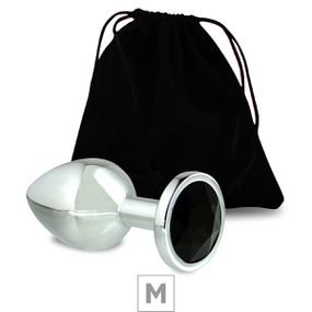 Plug de Metal M Cromado Com Strass 7cm SI (5846) - Pedra Pre... - Revender Sex Shop com menor preço de BH