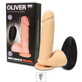 *Prótese 17x14cm Com Vibro e Ventosa Oliver SI (6124) - Bege - Revender Sex Shop- Sex Shop discreta em BH