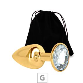 Plug de Metal G Dourado Com Strass SI (7054) - Pedra Transpa... - Revender Sex Shop com menor preço de BH