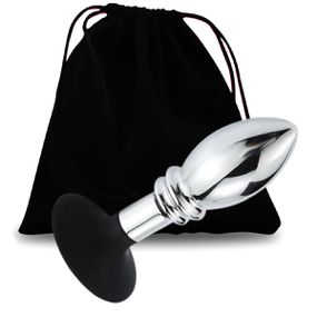Plug De Metal Oval Com Ventosa SI (7456) - Cromado - Revender Sex Shop com menor preço de BH