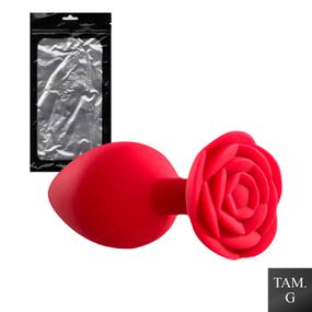 Plug Silicone G Base Formato de Rosa SI (7910) - Vermelho - Revender Sex Shop- Sex Shop discreta em BH