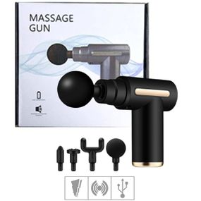 Vibrador Recarregável Massage Gun - (7931) - Preto C/ Doura... - Revender Sex Shop com menor preço de BH