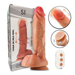 Prótese 15x13cm Com Vibro Ventosa e Escroto SI(9542) - Bege - Revender Sex Shop com menor preço de BH