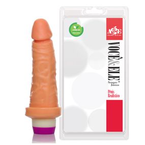 Prótese 13x14cm Com Vibro (ADAO15C) - Bege - Revender Sex Shop- Sex Shop discreta em BH