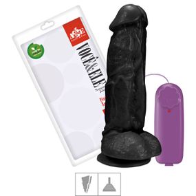 Prótese 17x17cm Com Vibro Ventosa e Escroto (ADAO39) - Preto - Revender Sex Shop- Sex Shop discreta em BH