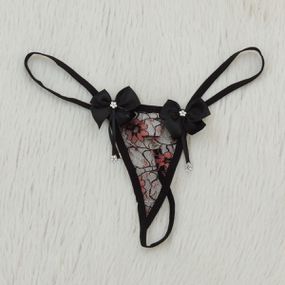 *Calcinha Bicolor Com Pingente Variados (CF605) - Preto c/ V... - Revender Sex Shop com menor preço de BH