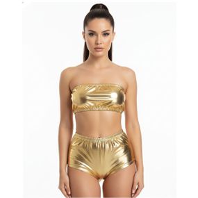 Conjunto Hot Pants Metalizado (FR643) - Dourado - Revender Sex Shop com menor preço de BH