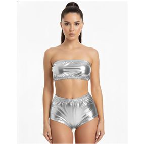 Conjunto Hot Pants Metalizado (FR643) - Prata - Revender Sex Shop com menor preço de BH