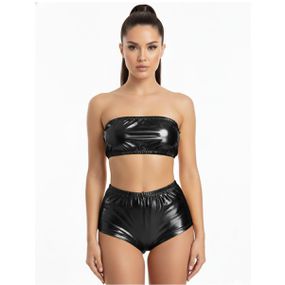 Conjunto Hot Pants Metalizado (FR643) - Preto - Revender Sex Shop com menor preço de BH