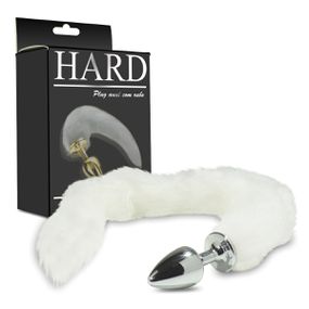 Plug de Metal Cromado Com Cauda Hard (HA116C) - Branco - Revender Sex Shop- Sex Shop discreta em BH