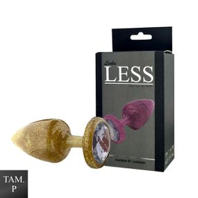 Plug de Plástico P Less Com Glitter (HA165) - Dourado - Revender Sex Shop- Sex Shop discreta em BH